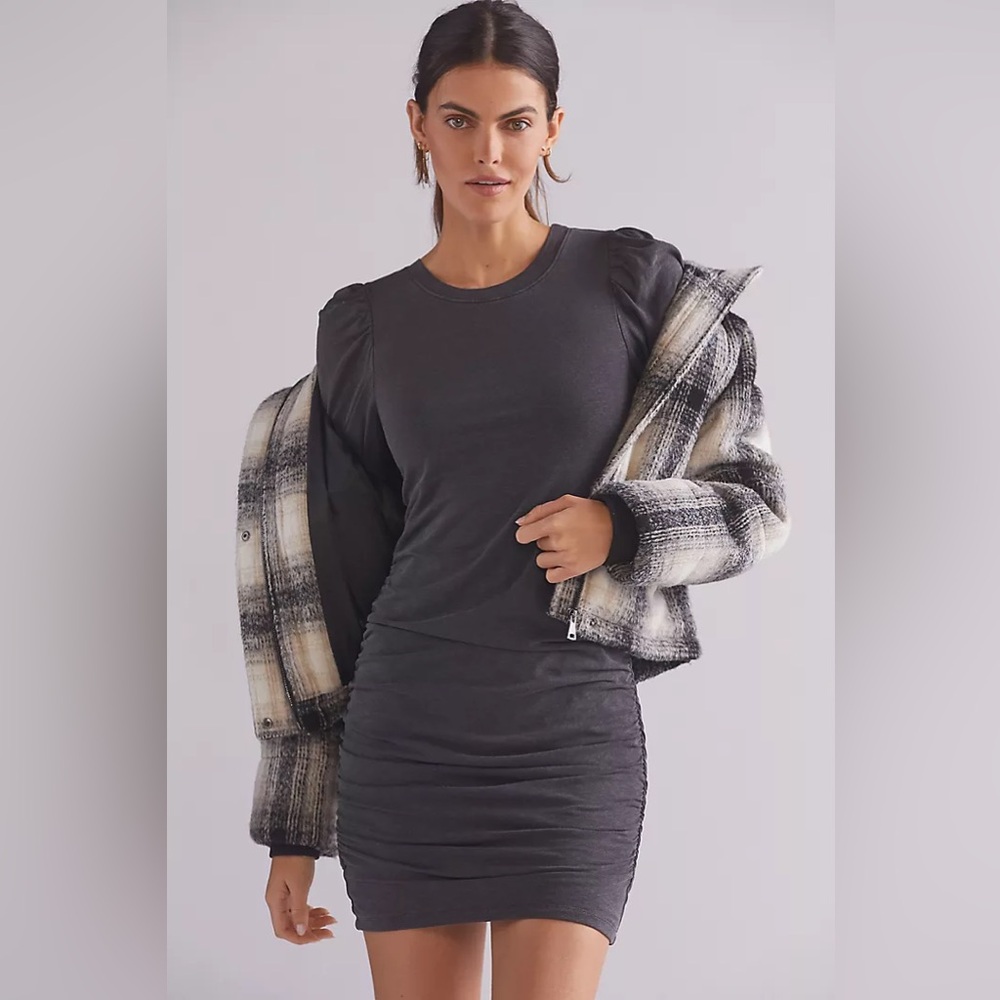 NWT Anthropologie Ruched Mini Dress by Sundry - Gray - M